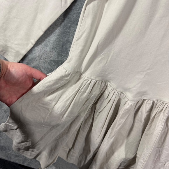 Free People Onda Drop Waist Long Sleeve Mini Dress Neutral L - Picture 4 of 13